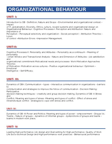 Image result for IGNOU Organization Behaviour Syllabus