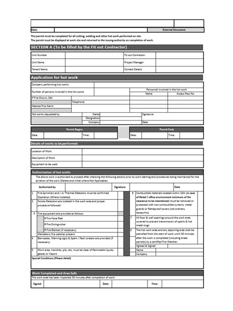 Image result for Hot Work Permit Colour