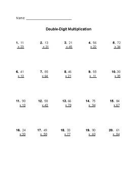 Double-Digit Multiplication Worksheets Middle School に対する画像結果