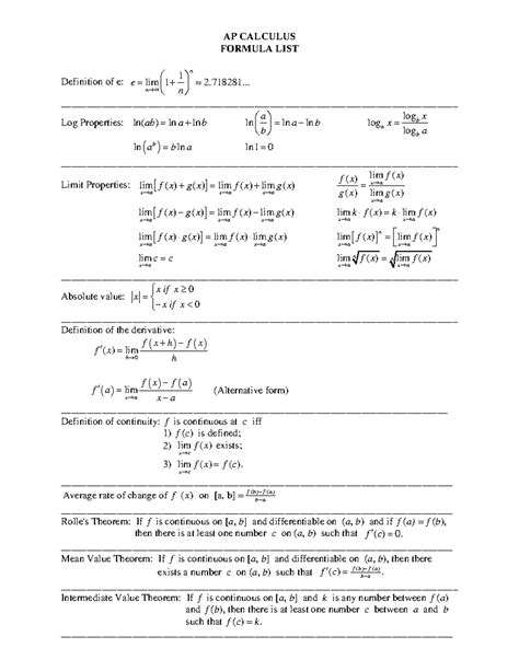 Image result for Calculus Formulas Simple