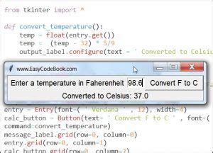 Python Code for Converting Temperature に対する画像結果