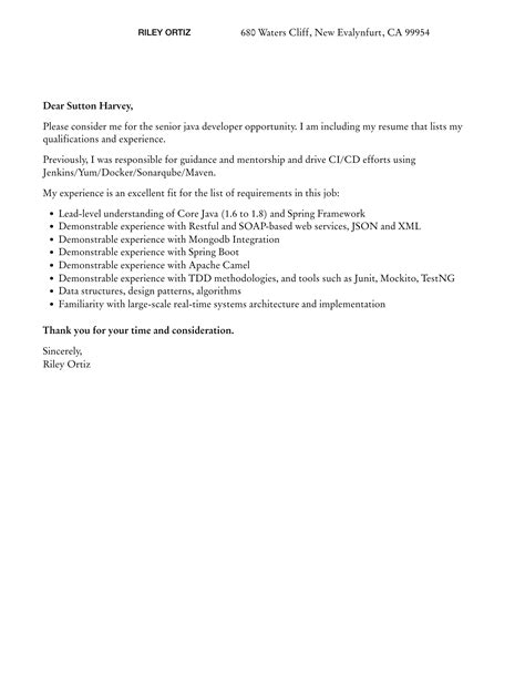 Toradh íomhá ar Senior Java Developer Cover Letter