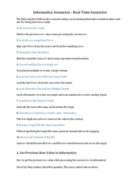 Image result for Informatica Scenarios