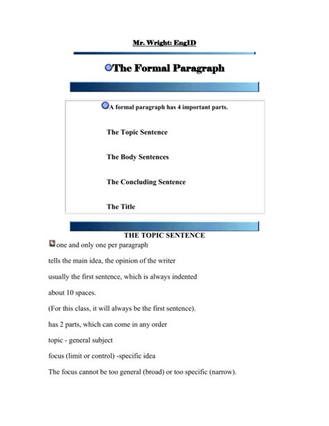Toradh íomhá ar Example of Paragraph in Formal Structure Of