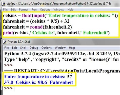 Python Code for Converting Temperature に対する画像結果