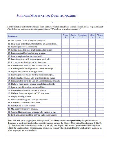 17+ Free Motivation Questionnaire Templates in PDF | Microsoft Word ...