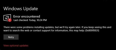 Image result for Windows Update Error 0X800f0831 Fix