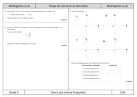 Image result for Direct Proportion Worksheet GCSE