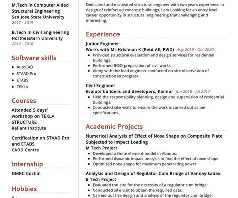 Image result for Structural Engineer CV Example