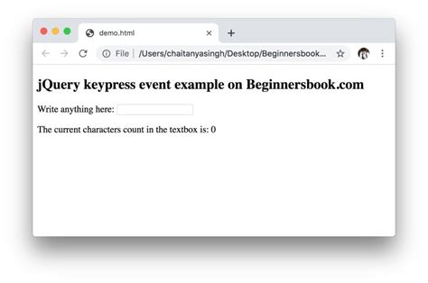 Toradh íomhá ar Keypress Event JS Syntax