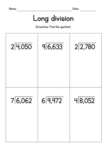 Image result for 4 by 1 Digit Division Worksheet