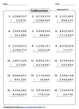Subraction of Large Numbers Worksheet に対する画像結果