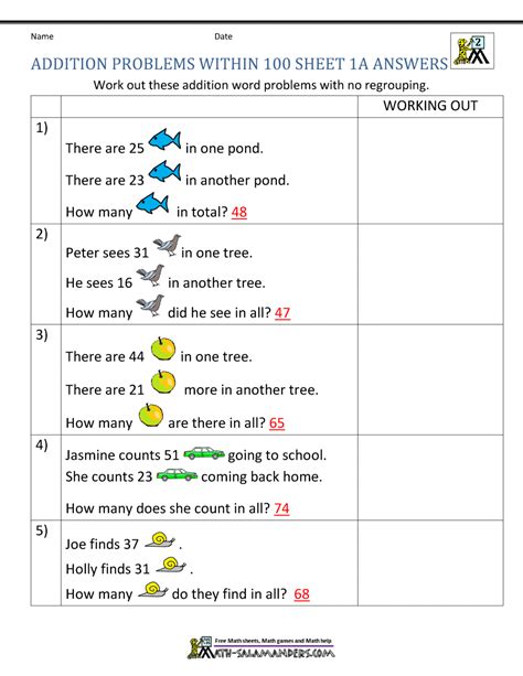 Image result for Math Worksheets for Grade 2 Word Problems