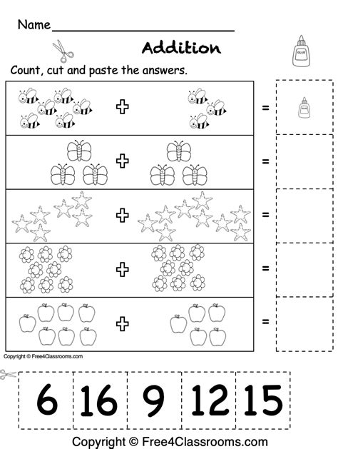 Addition Cut and Paste Pumpkin Worksheet に対する画像結果