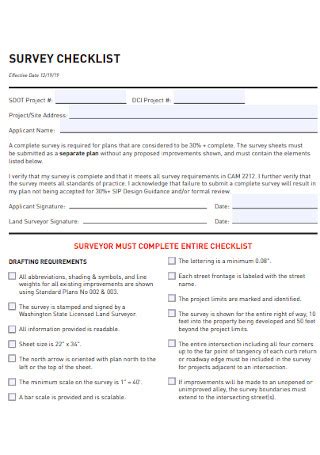 Image result for Survey Checklist Example