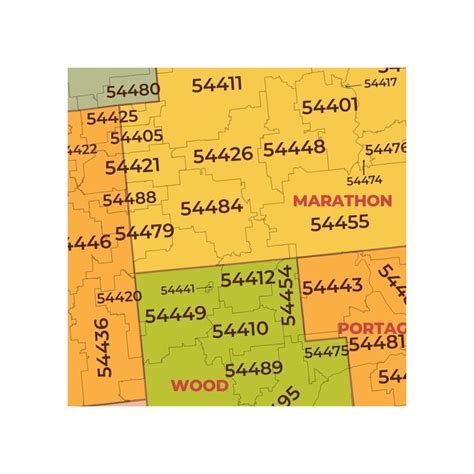 Image result for Wiscon Zip Code Map by County