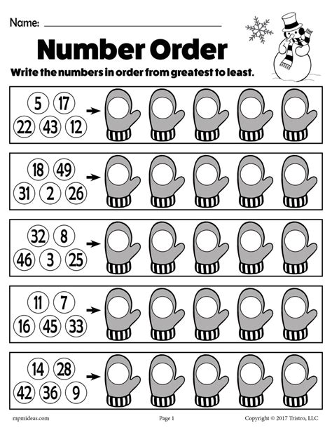 Image result for Ordering Numbers First Grade