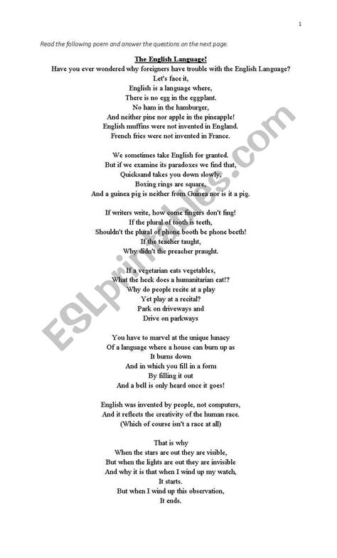Image result for Poems About Language in English