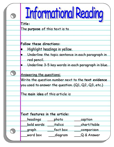Image result for Informational Text Worksheets 3rd Grade