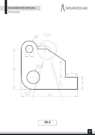 Toradh íomhá ar AutoCAD 2D Practice Drawing Exercise