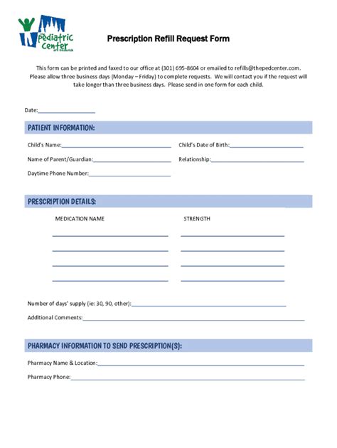Image result for Medication Refill Request Form Printable