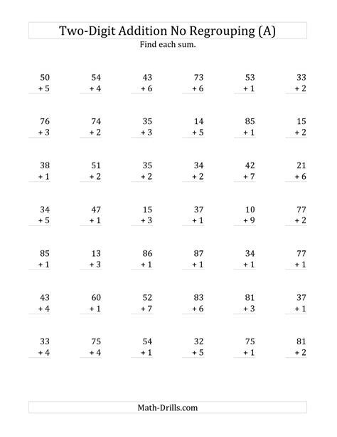 Image result for 2-Digit Addition Math Sheet