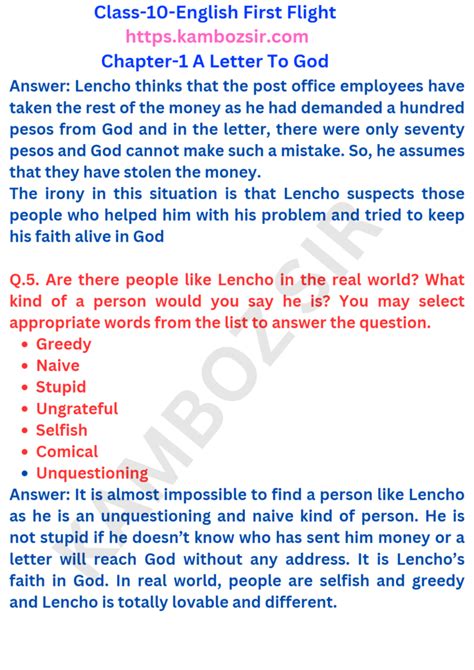 Class 10 English Chapter 1 a Letter to God Most Question に対する画像結果