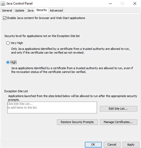 Java Control Panel Security に対する画像結果