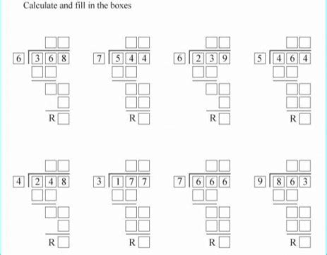 Image result for Division 1 Digit Table Worksheet