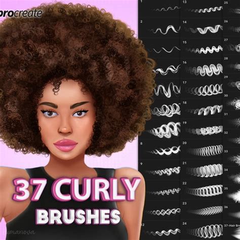 Toradh íomhá ar Curly Hair Procreate Brush