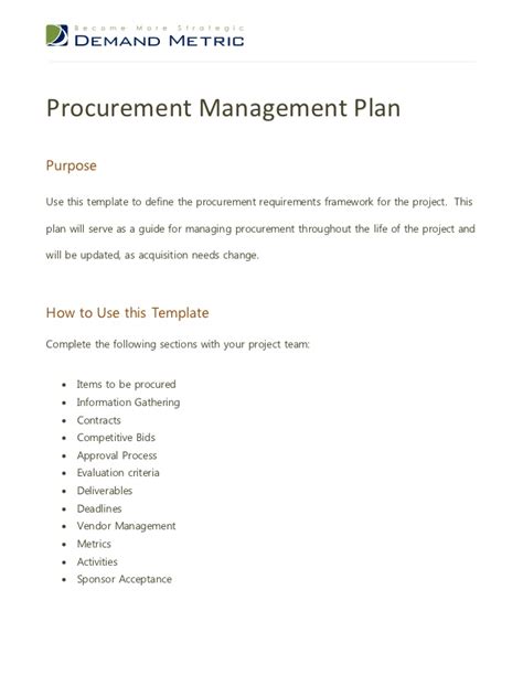 Image result for Project Procurement Management Plan Template