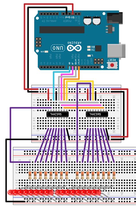 Afbeeldingsresultaten voor 74HC595 Arduino LED