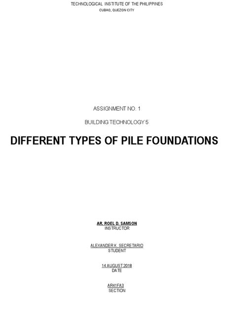 Types of Pile Foundations | PDF | Deep Foundation | Civil Engineering