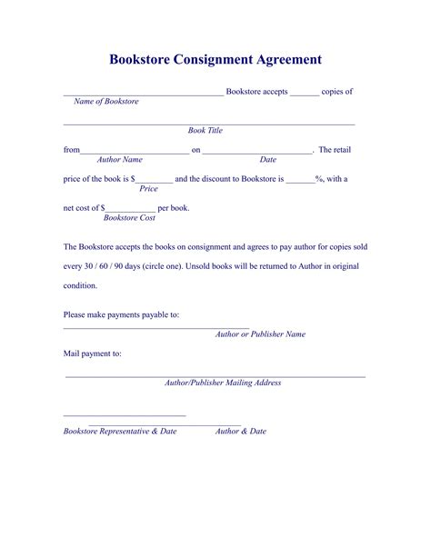 Image result for Consignment Agreement Form Example