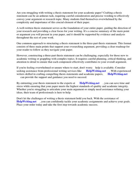 Image result for 3 Part Thesis Statement Examples