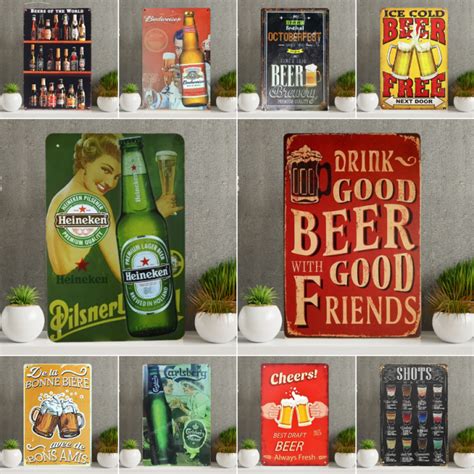 Decors and Beyond Rustic Vintage Beer Signs Metal Tin Plate Home Wall ...