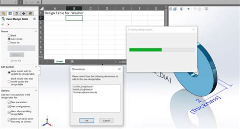 Toradh íomhá ar Inserting a Design Table in SolidWorks Drawing