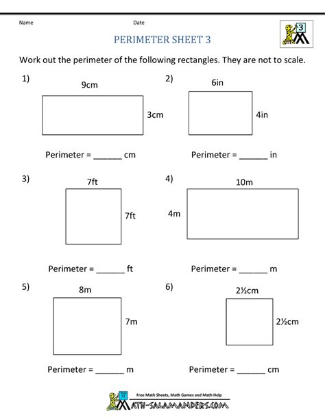 3rd Grade Math Perimeter Worksheets に対する画像結果