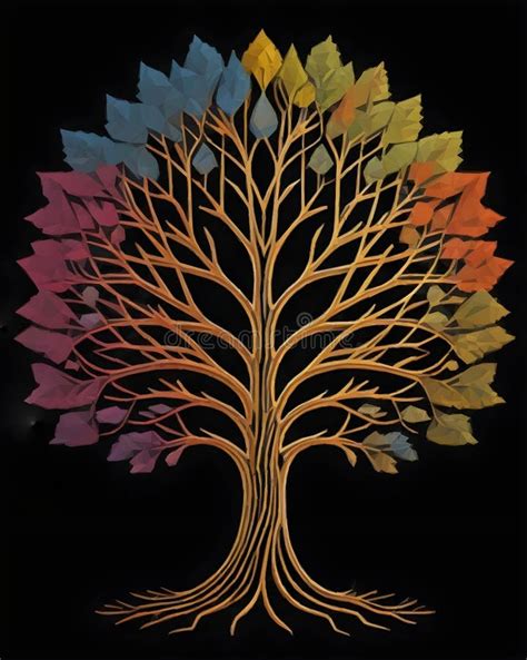 A Drawing of a Tree with Colorful Leaves, the Tree of Life. Beautiful ...