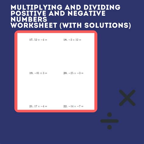 Image result for Multiplying Posititve Negative Worksheet