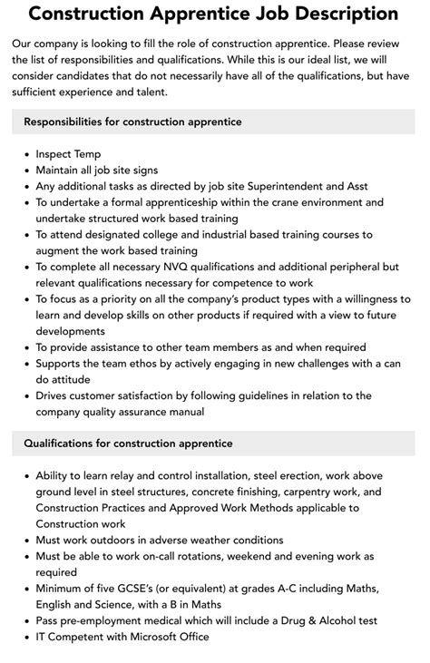 Toradh íomhá ar Apprenticeship Review Example