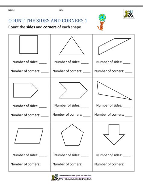 Image result for First Grade Geometry Worksheets