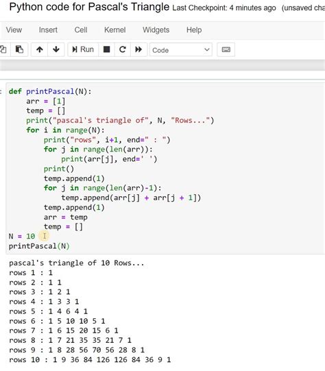 Image result for Pascal Triangle Python Code Basic