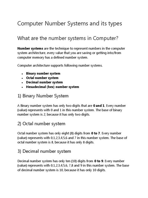 Image result for Computer Number System Chart