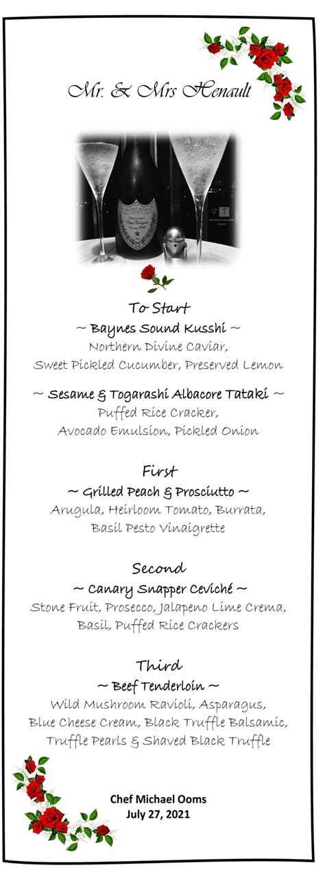 Image result for Chefs Pick Menu Sample