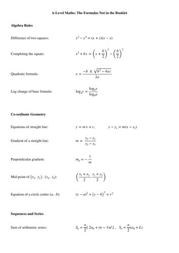 Image result for Formula Book Edexcel a Level Maths