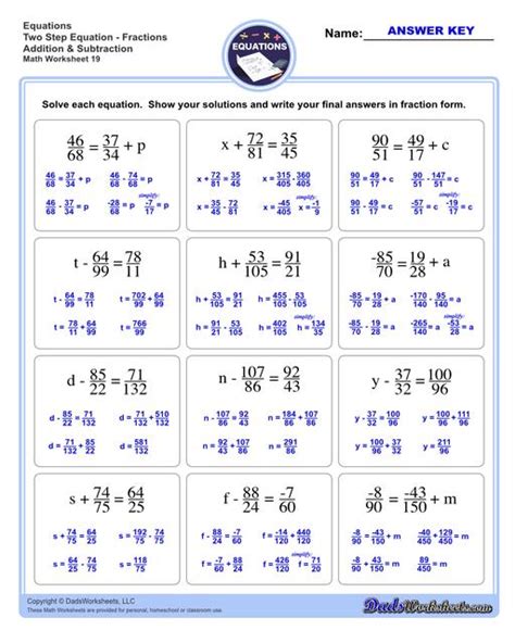 Afbeeldingsresultaten voor 2 Step Equations Whole Numbers Worksheet