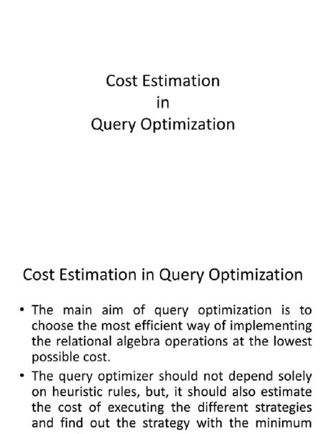 Afbeeldingsresultaten voor Cost Estimates Query Optimization