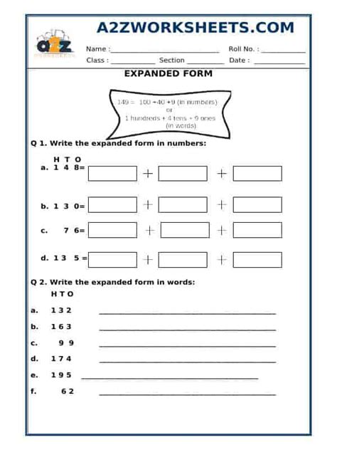 Image result for Expanded Form Worksheets Grade 6