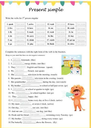 Image result for Present Simple Form Worksheet